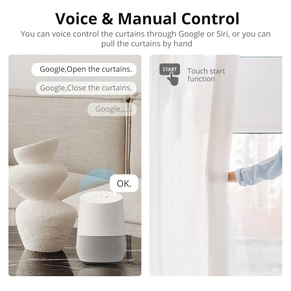 Zemismart Matter Over Thread Smart Curtain Motor Google Home App Samrtthings App Control Automatic Curtain System