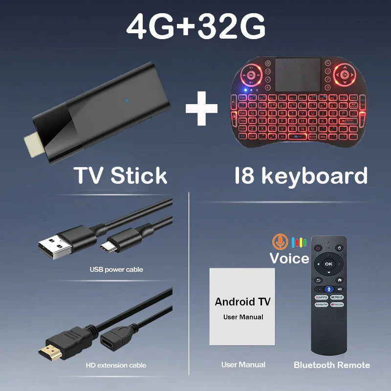Mini Q12 8K Android TV Stick | Android 14 | Dual WiFi | Voice Remote