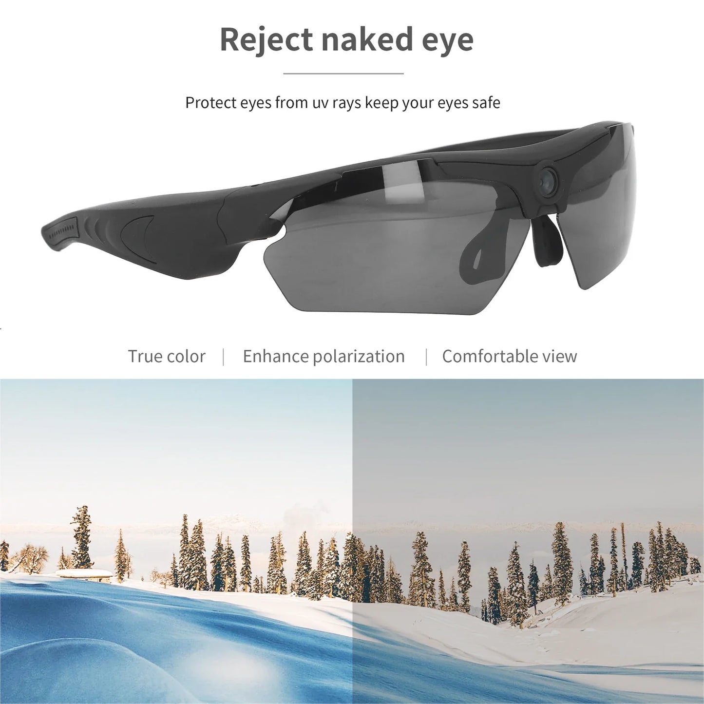 Camera Glasses with 1080P HD Video Recording for Outdoor Activities