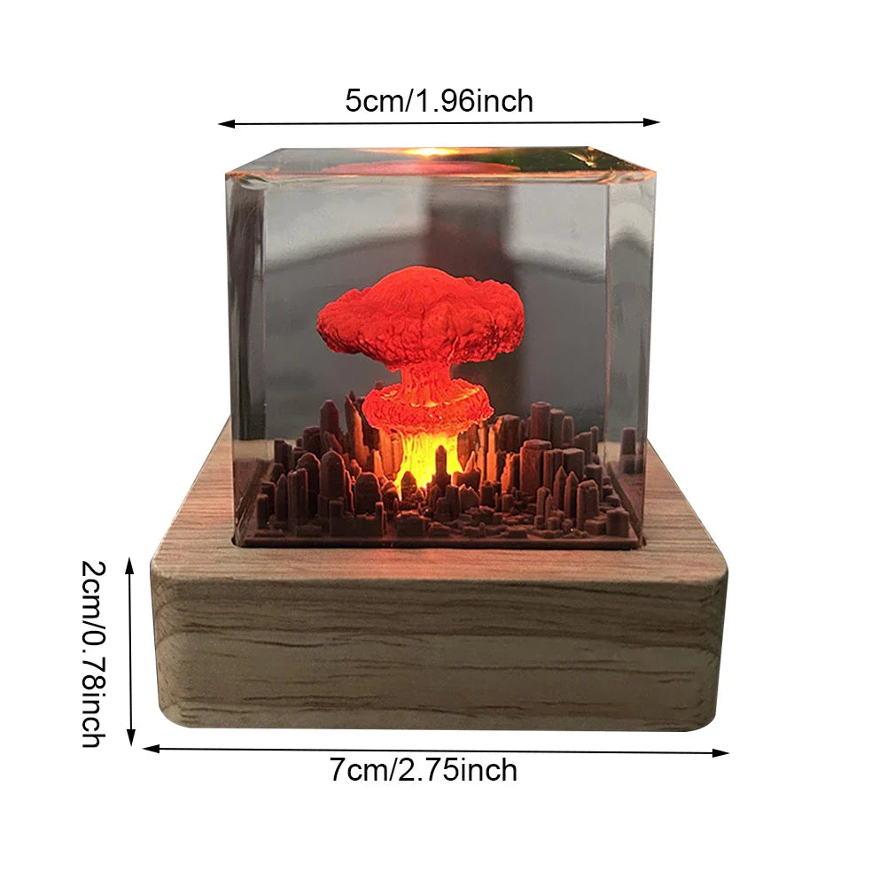 Nuclear Explosion Night Lamp - USB Powered Resin Model for Home Decor
