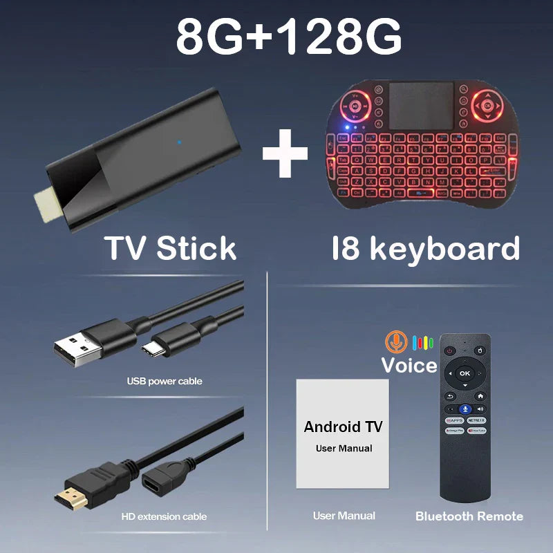 Mini Q12 8K Android TV Stick | Android 14 | Dual WiFi | Voice Remote