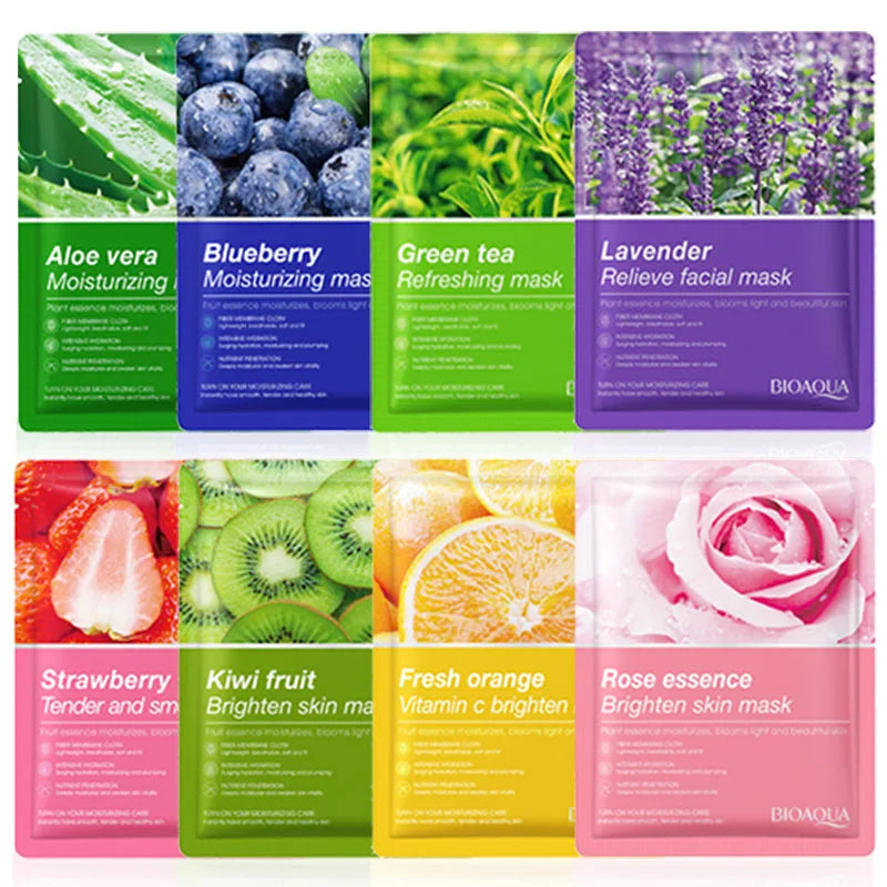 8pcs Natural Plant Face Mask - Moisturizing & Firming Korean Skincare
