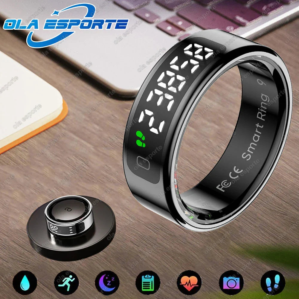 LED Display Smart Ring for Heart Rate & Blood Oxygen Monitoring | Multi Sports Mode | Waterproof