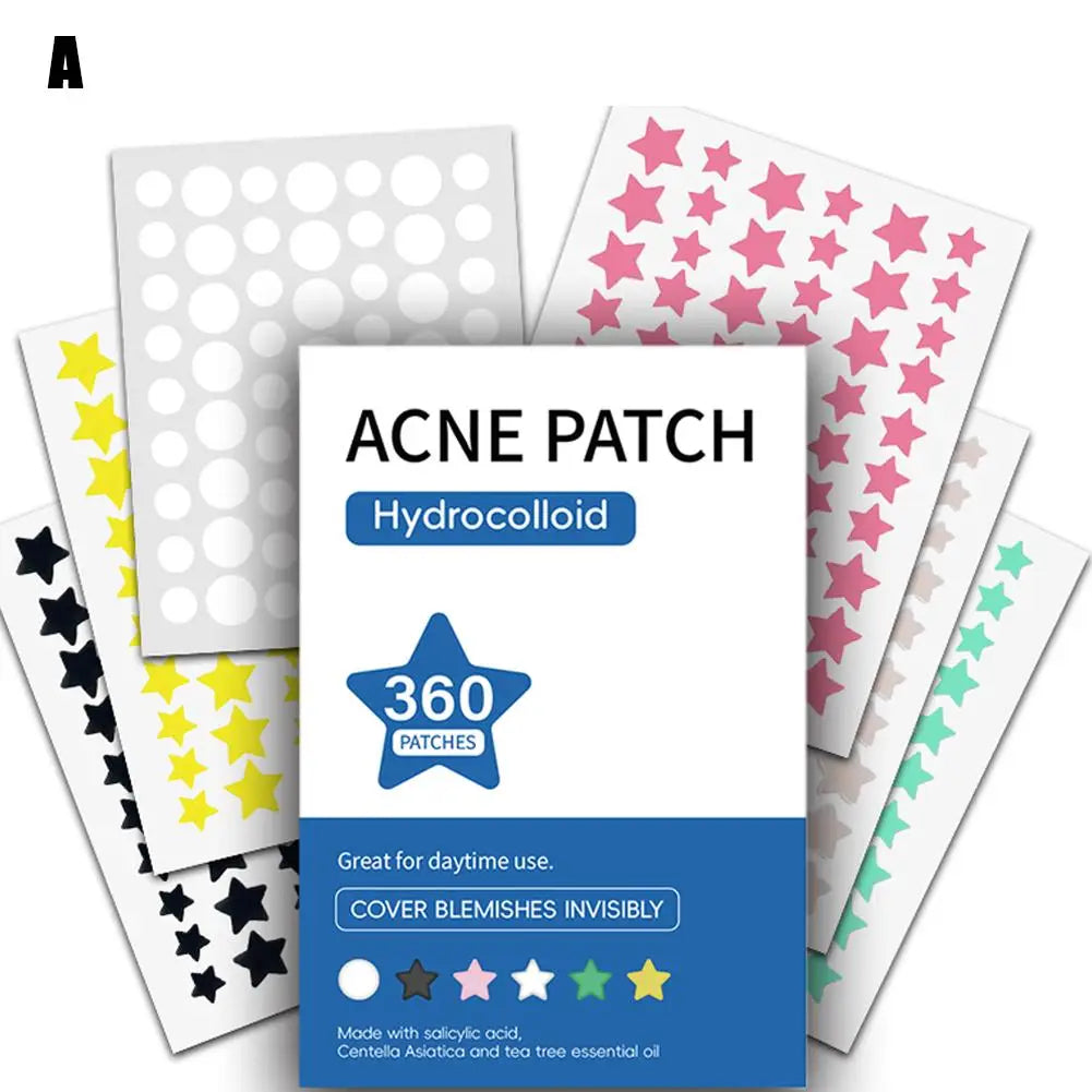 360Pcs Colorful Hydrocolloid Acne Patches for Invisible Pimple Removal & Concealing