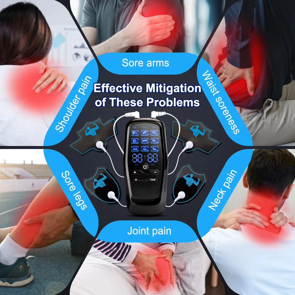 EMS Electric Muscle Stimulator USB Tens Unit Massager - Portable & USB Rechargeable