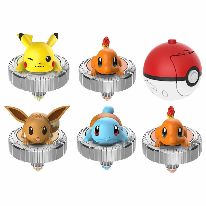 Pokemon Spinning Top Ball Toy Action Figure - Pikachu, Charmander, Squirtle, Mew, Eevee