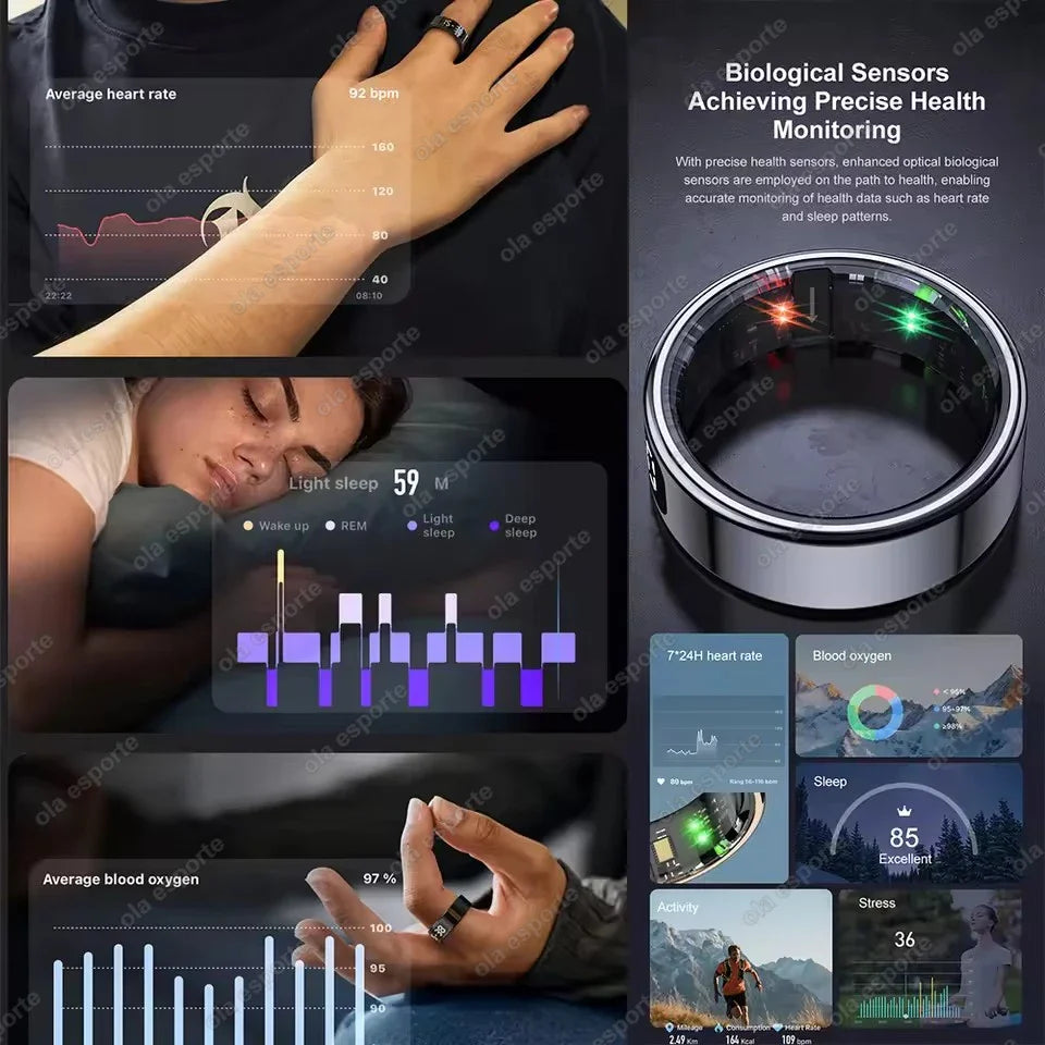 LED Display Smart Ring for Heart Rate & Blood Oxygen Monitoring | Multi Sports Mode | Waterproof
