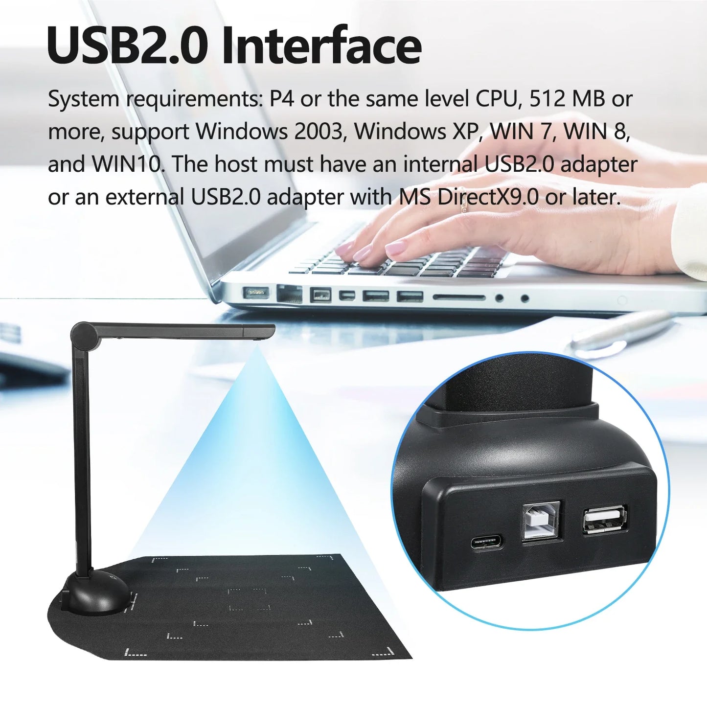 HD Document Camera Book Scanner A3 A4 with LED Light & Multi-Language OCR