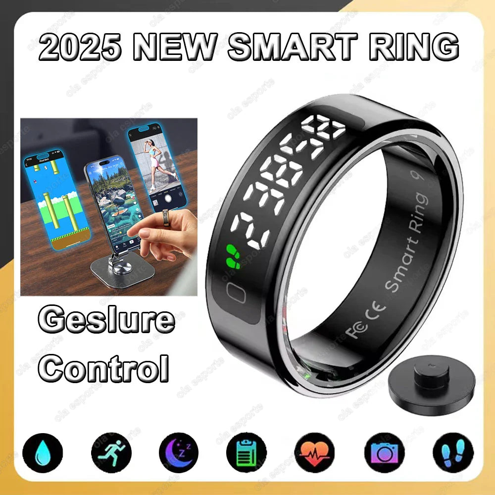LED Display Smart Ring for Heart Rate & Blood Oxygen Monitoring | Multi Sports Mode | Waterproof