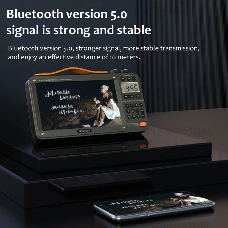 SANSUI F51/F50 Portable FM Radio with Bluetooth, Dual TF Slots & MP4 Player
