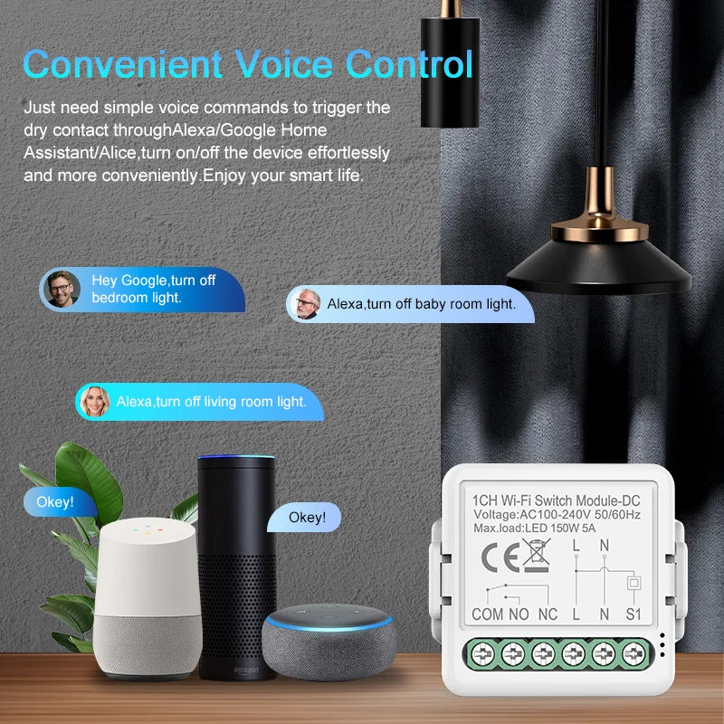 Smart Dry Contact WiFi & Zigbee Switch Module - Alexa & Google Home Compatible