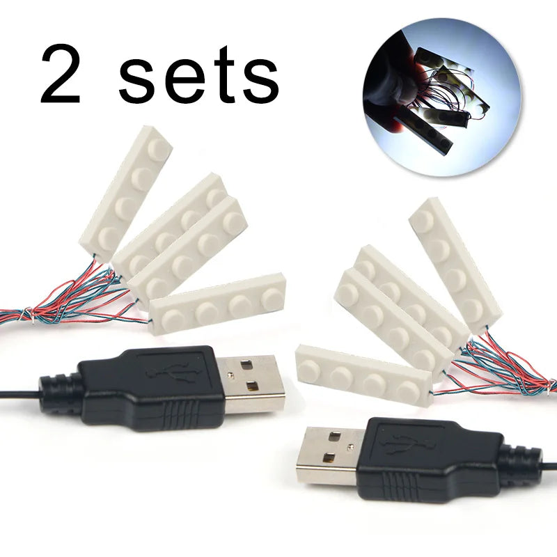 2 Sets 4-in-1 LED Light Building Block Set - USB Powered City Decoration