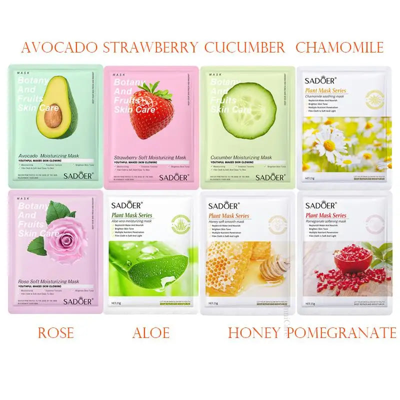 8pcs Natural Plant Face Mask - Moisturizing & Firming Korean Skincare