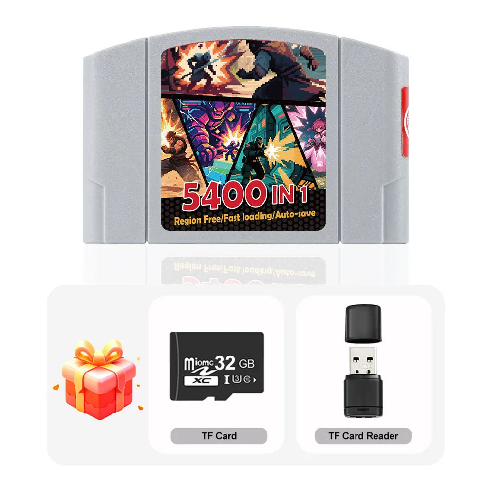 5400-in-1 N64 Game Cart with 32GB TF Card - No Region Lock