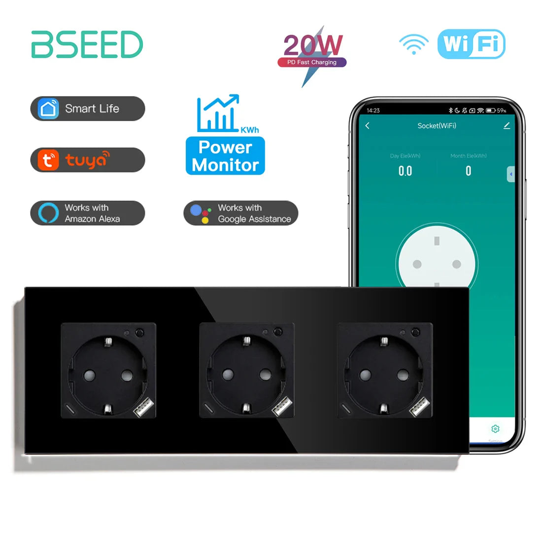 BSEED Smart Wifi Wall Socket