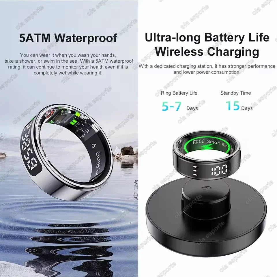 LED Display Smart Ring for Heart Rate & Blood Oxygen Monitoring | Multi Sports Mode | Waterproof