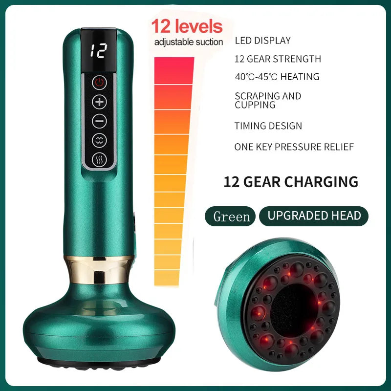 6/12 Gear Electric Cupping Massager - Anti Cellulite & Body Slimming Device with Heat Therapy