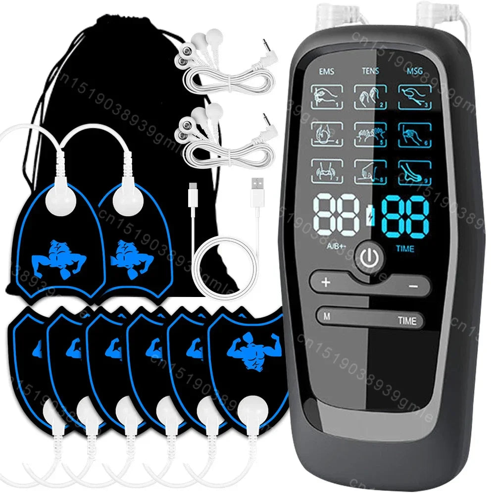 EMS Electric Muscle Stimulator USB Tens Unit Massager - Portable & USB Rechargeable