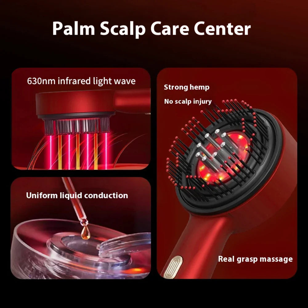 Electric Head Massager with Red Light Therapy and Hair Growth Comb