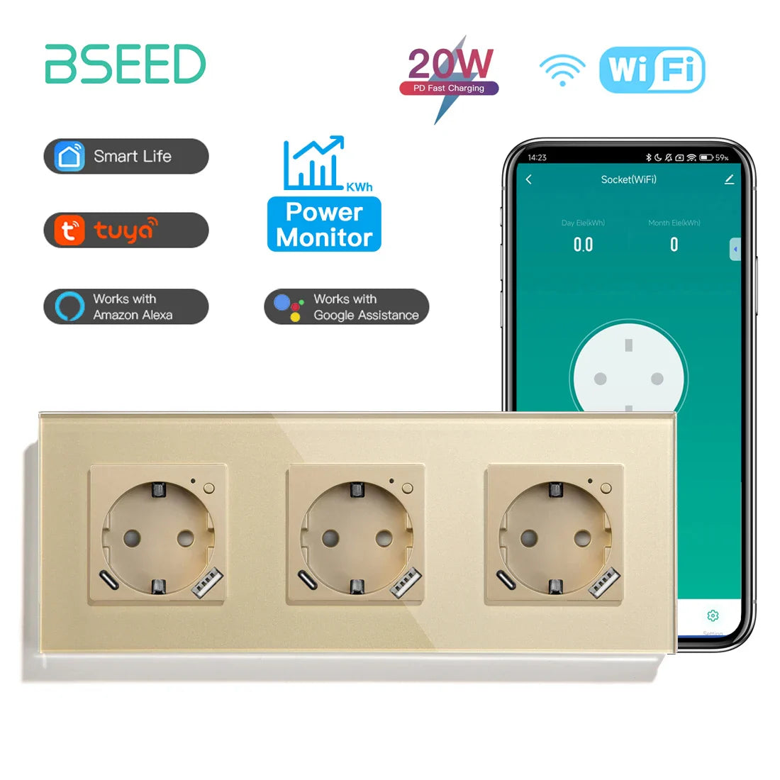 BSEED Smart Wifi Wall Socket