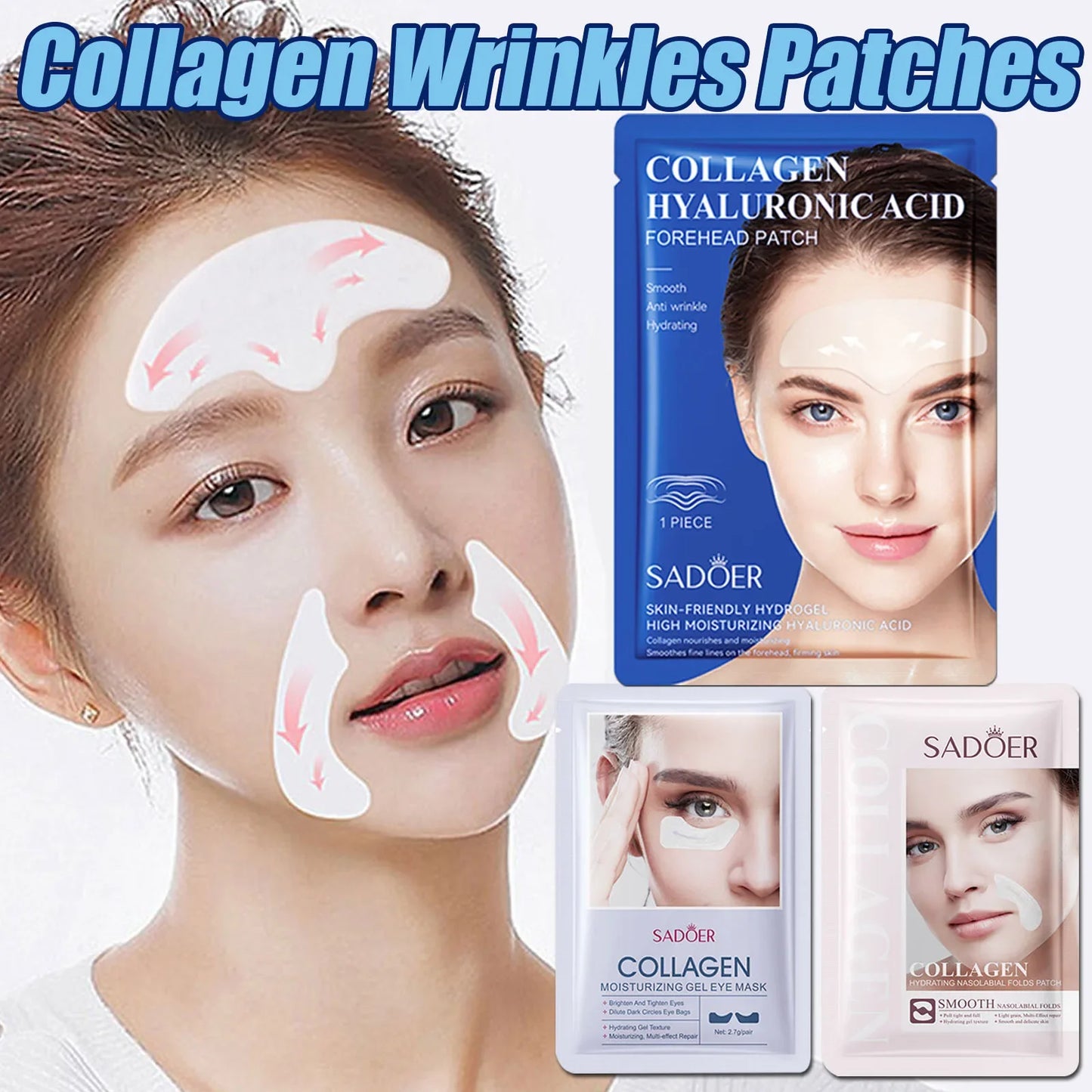 10pcs Hyaluronic Acid Collagen Face Mask for Moisturizing & Firming Skin