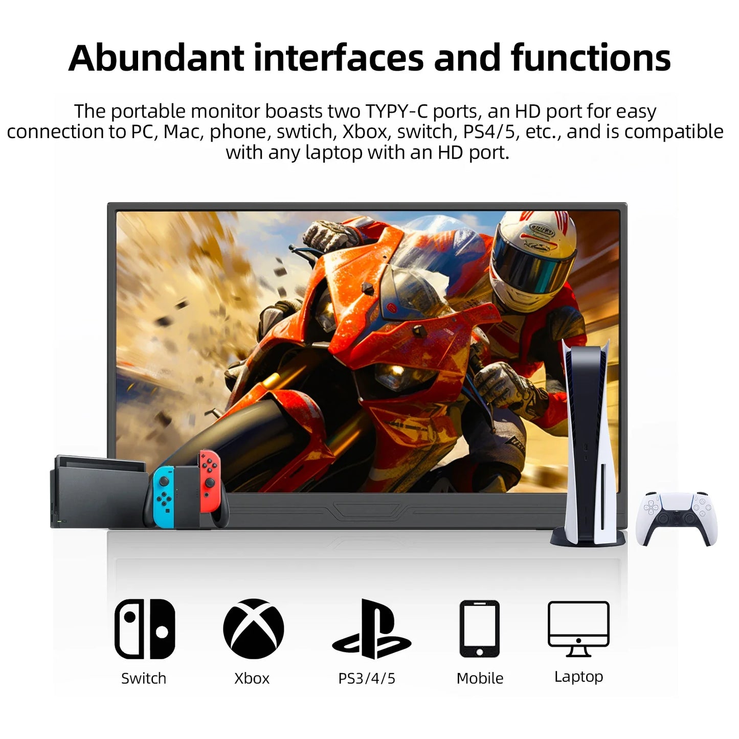 ZSUS 13-inch 4K Portable Monitor - 3840x2160 UHD Display, 60Hz Refresh Rate, HDR10, Built-in Speakers, Mini HDMI & Type-C, Compatible with Laptop/PC/Console
