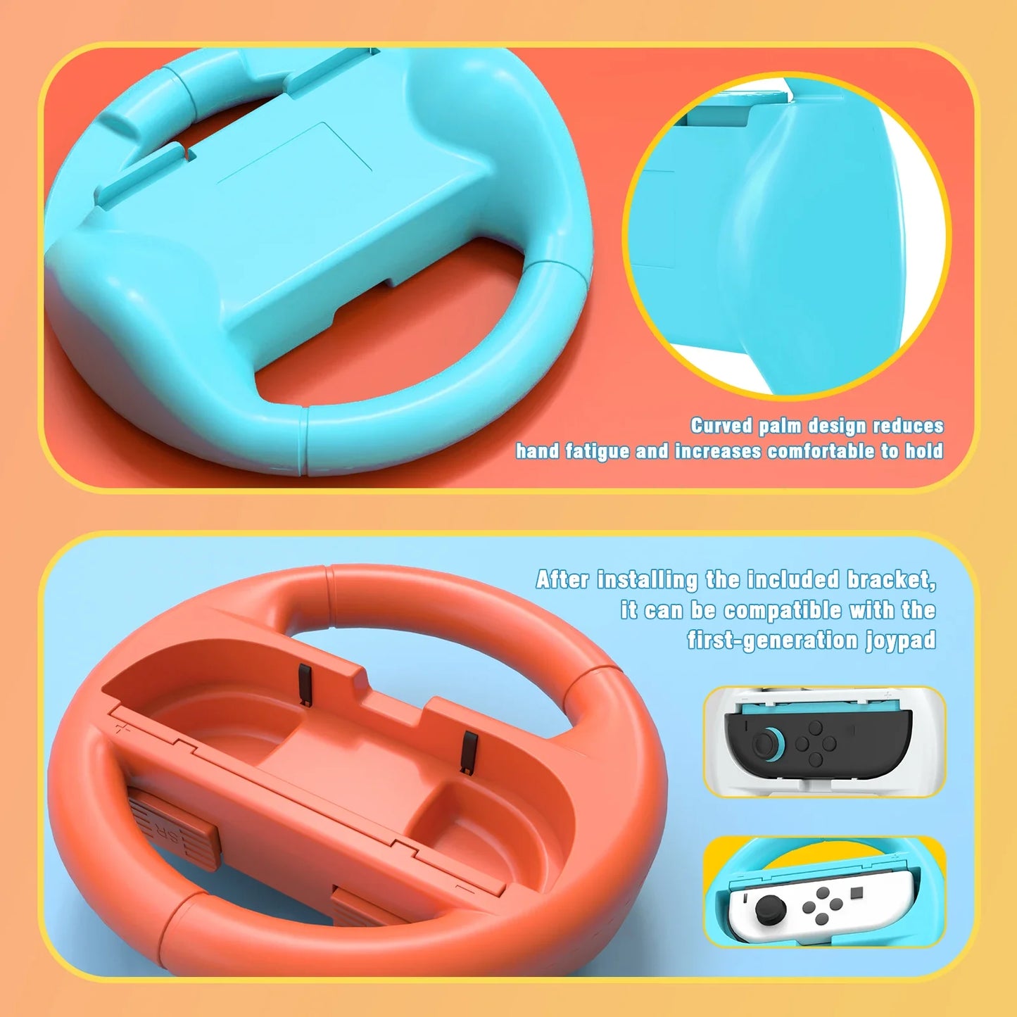 2 Pcs Racing Steering Wheels - Nintendo Switch Accessories
