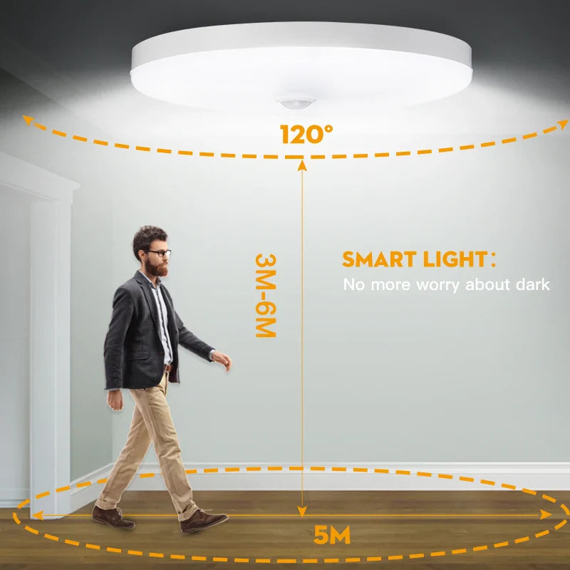 Smart LED Ceiling Light with Motion Sensor for Home & More