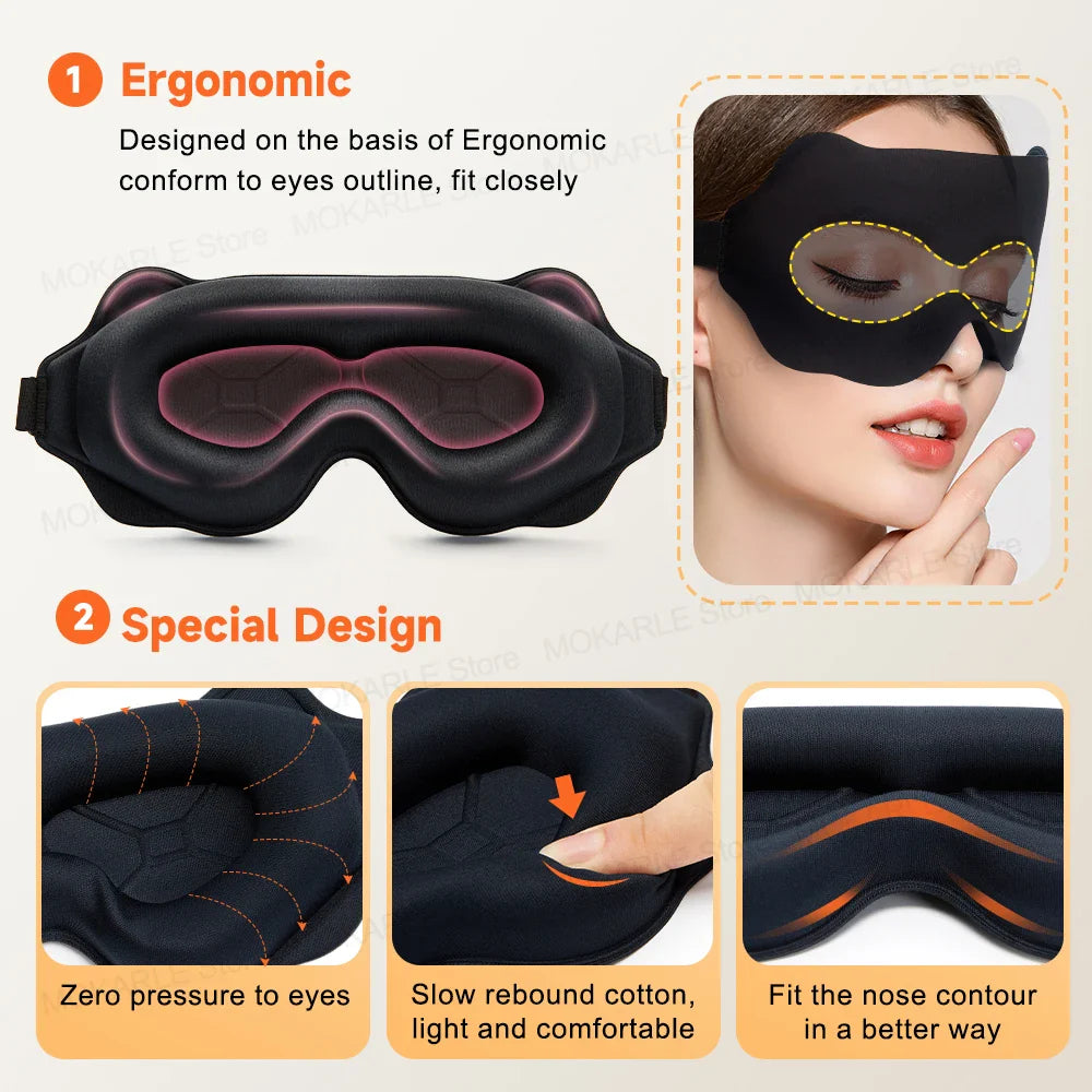 3D Sleeping Mask - Light Blocking, Soft Eye Mask for Travel & Sleep