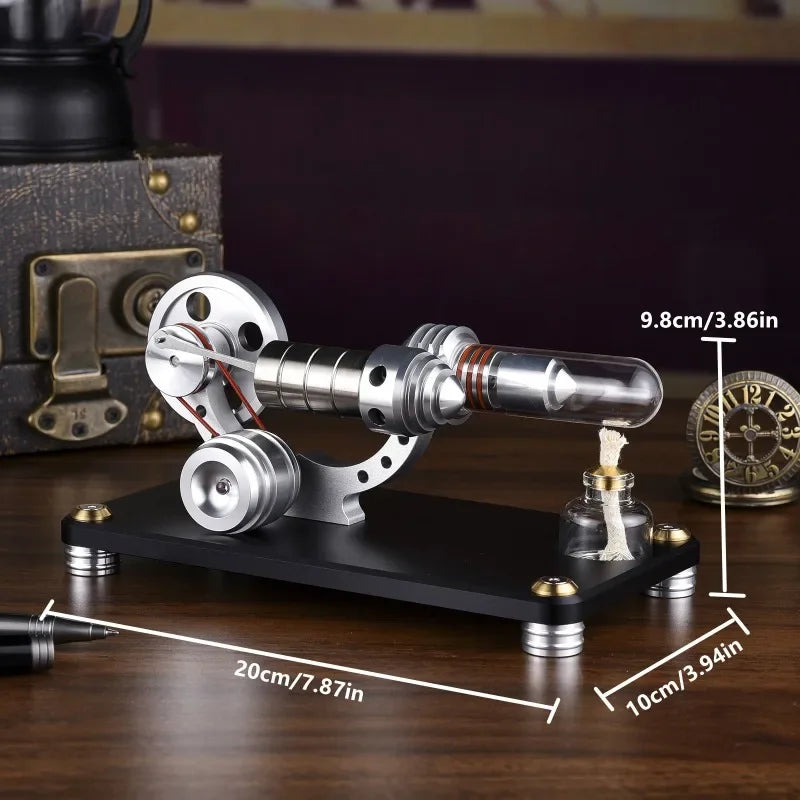 Hot Air Stirling Engine Alternator - Aluminum Alloy Educational Model