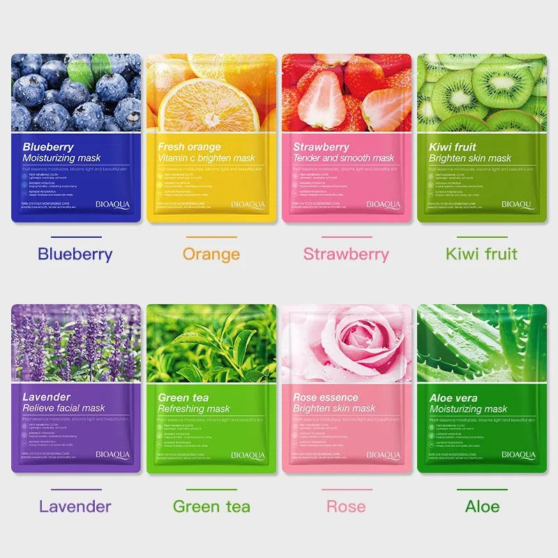 8pcs Natural Plant Face Mask - Moisturizing & Firming Korean Skincare