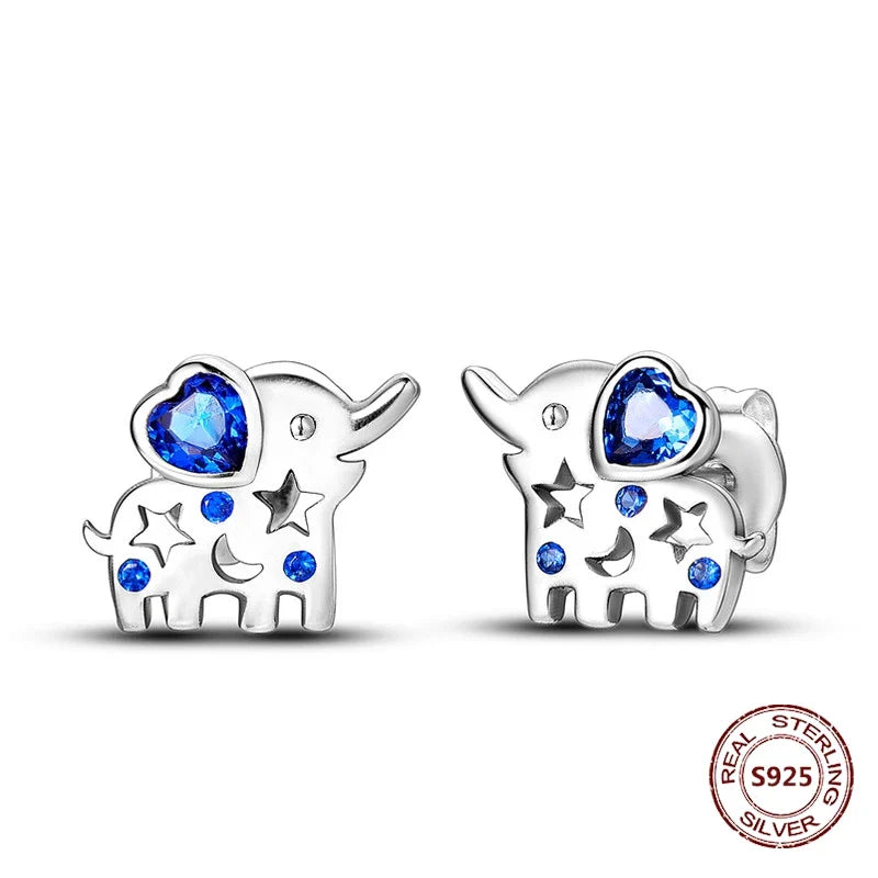 Elegant 925 Sterling Silver Dog Earrings with Zircon and Animal Designs for Women