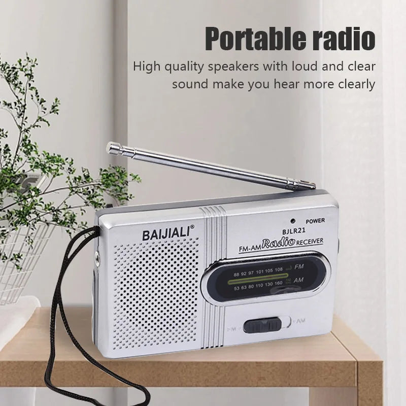 BC-R2 Portable Retro Radio with Telescopic Antenna, AM/FM Stereo