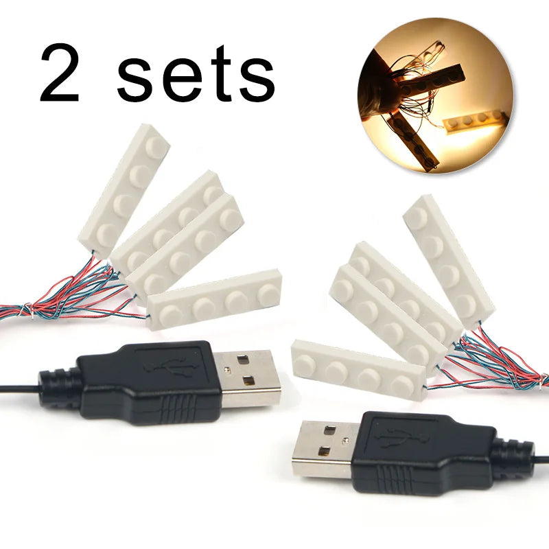 2 Sets 4-in-1 LED Light Building Block Set - USB Powered City Decoration