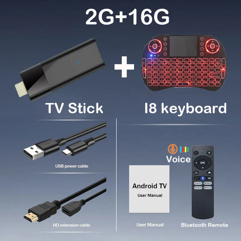 Mini Q12 8K Android TV Stick | Android 14 | Dual WiFi | Voice Remote