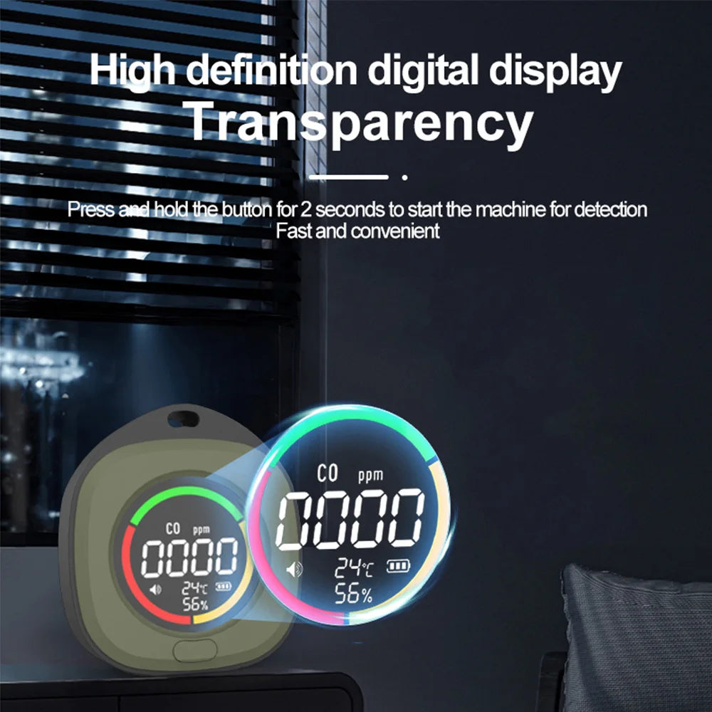 4-in-1 Carbon Monoxide Detector Accurate detection LED Screen Portable Travel Rechargeable CO and CO2 Detector with alarm sound