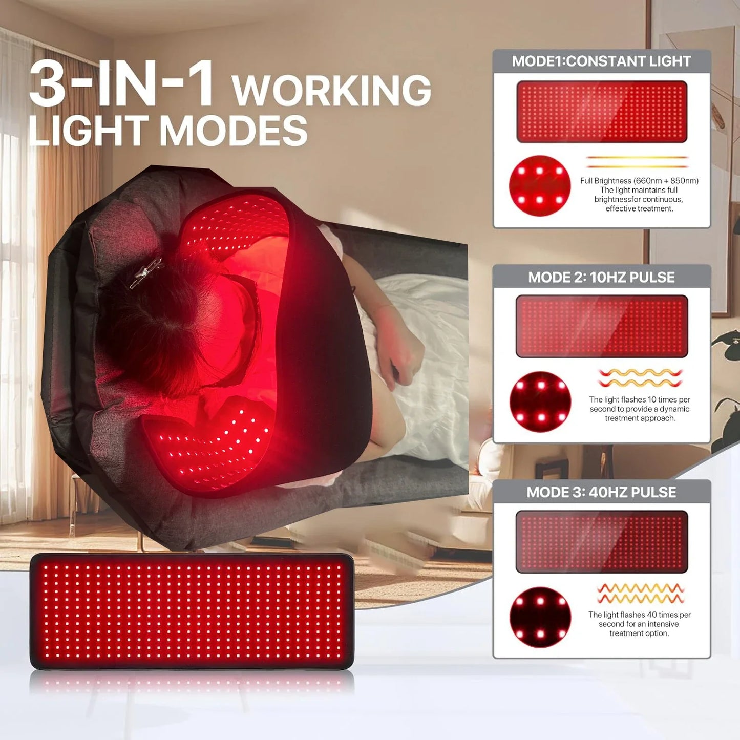 Red&Infrared Therapy Belt Body Wearable Wrap Large heating Pad LED Beauty Devices for Face and Body Shoulder Joint Muscle