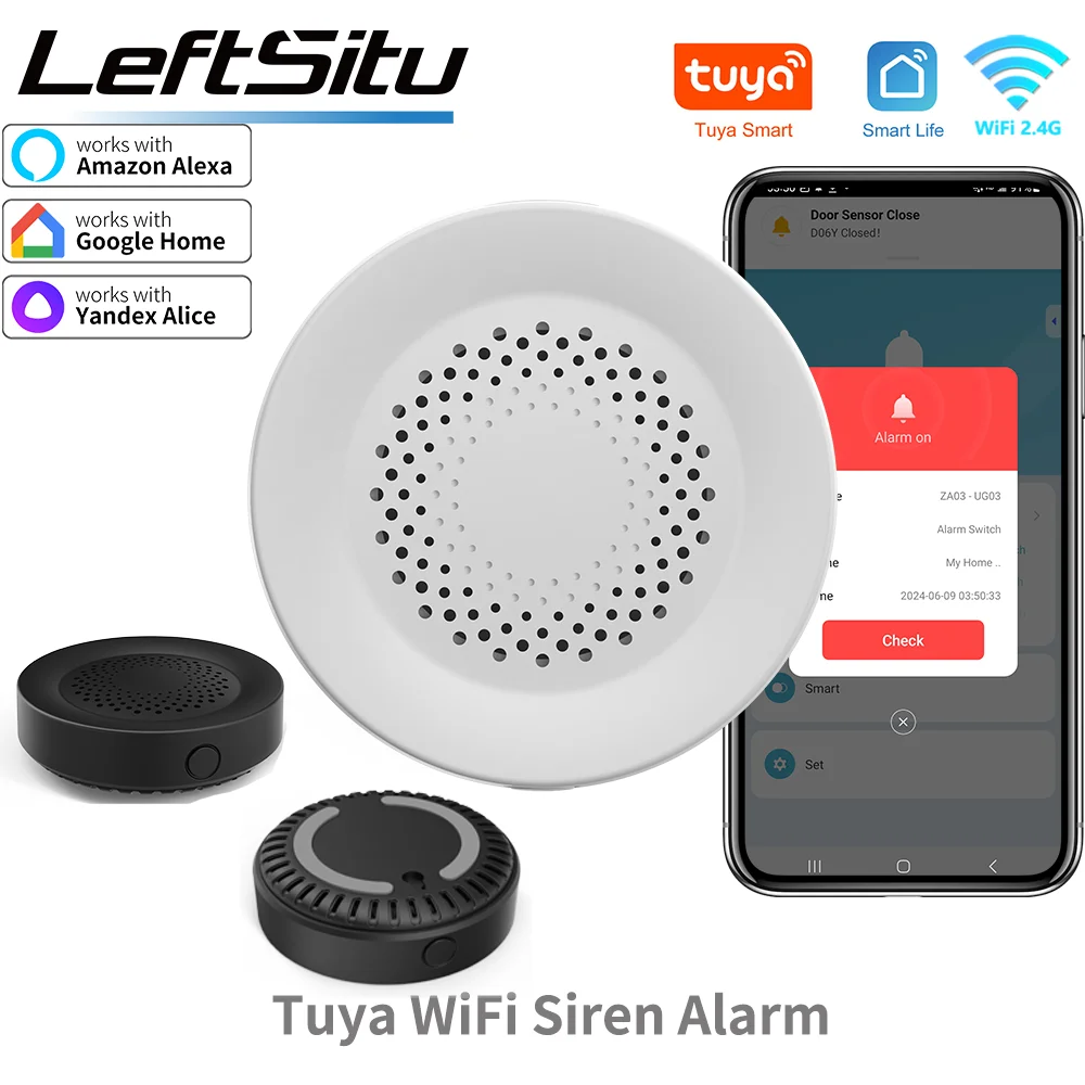 Tuya WiFi Siren Alarm - Smart Home Security 100dB Speaker, Alexa & Tuya Compatible