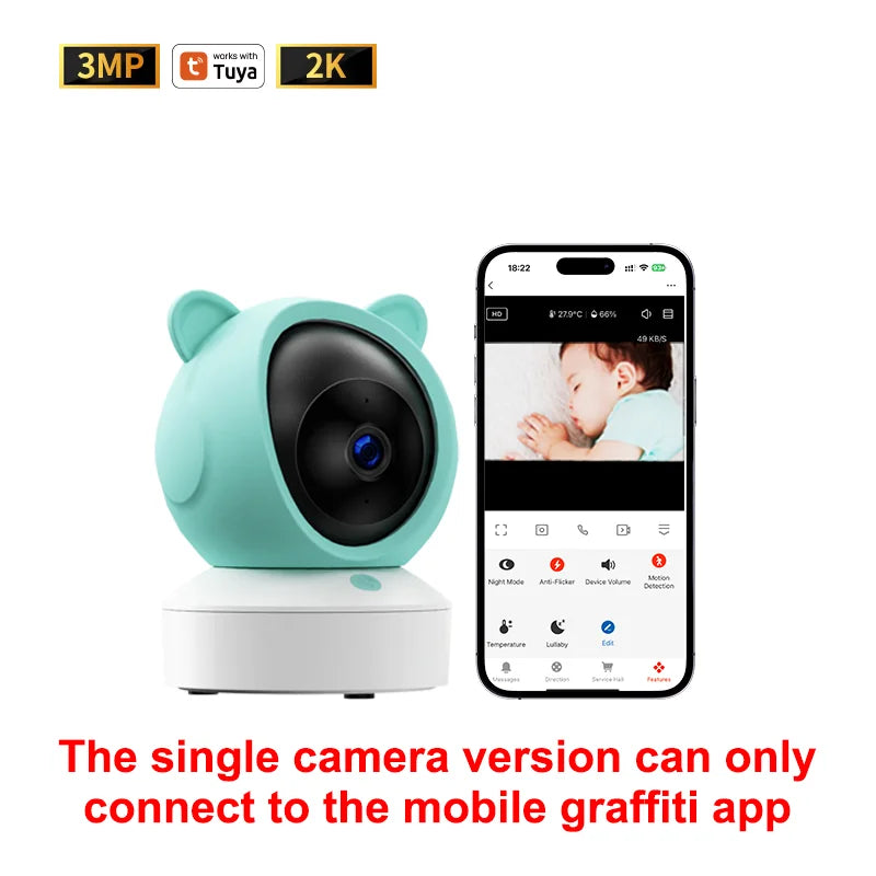 Smart WiFi Baby Monitor with Mobile Phone Connectivity - 5" HD Video Surveillance Camera