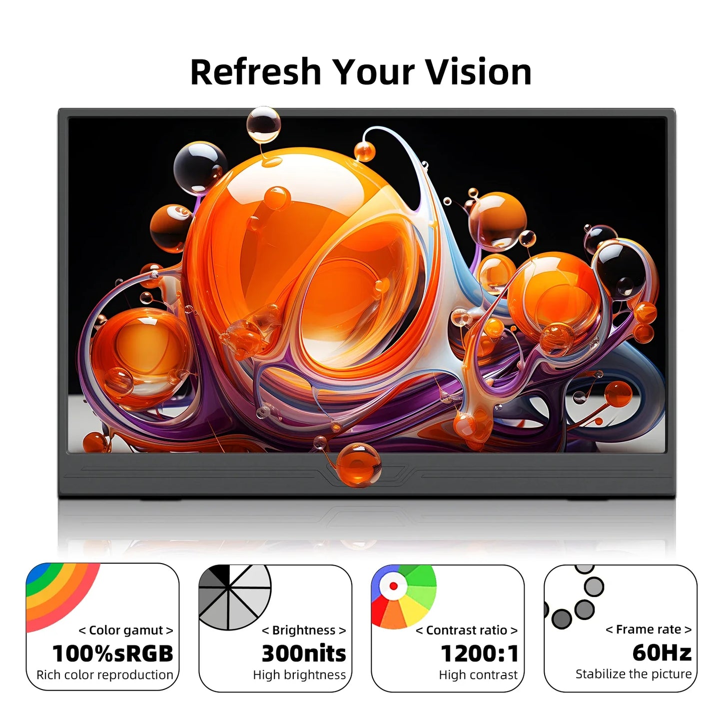 ZSUS 13-inch 4K Portable Monitor - 3840x2160 UHD Display, 60Hz Refresh Rate, HDR10, Built-in Speakers, Mini HDMI & Type-C, Compatible with Laptop/PC/Console
