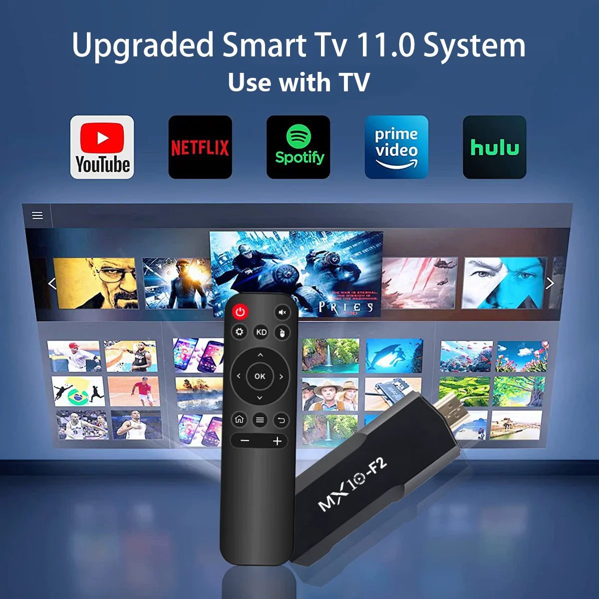TV Stick MX10 F2 Android 2024 4K with Bluetooth and WiFi