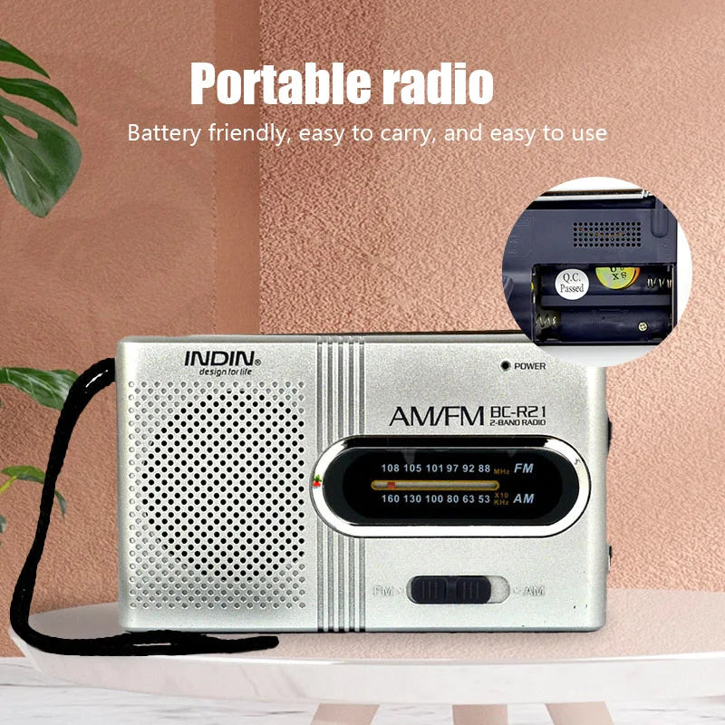 BC-R2 Portable Retro Radio with Telescopic Antenna, AM/FM Stereo
