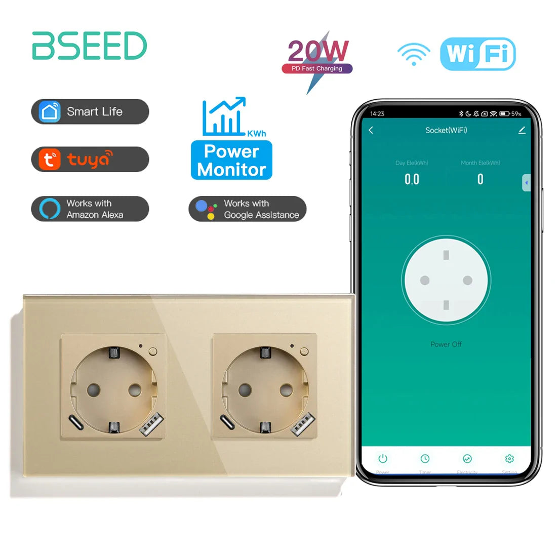 BSEED Smart Wifi Wall Socket