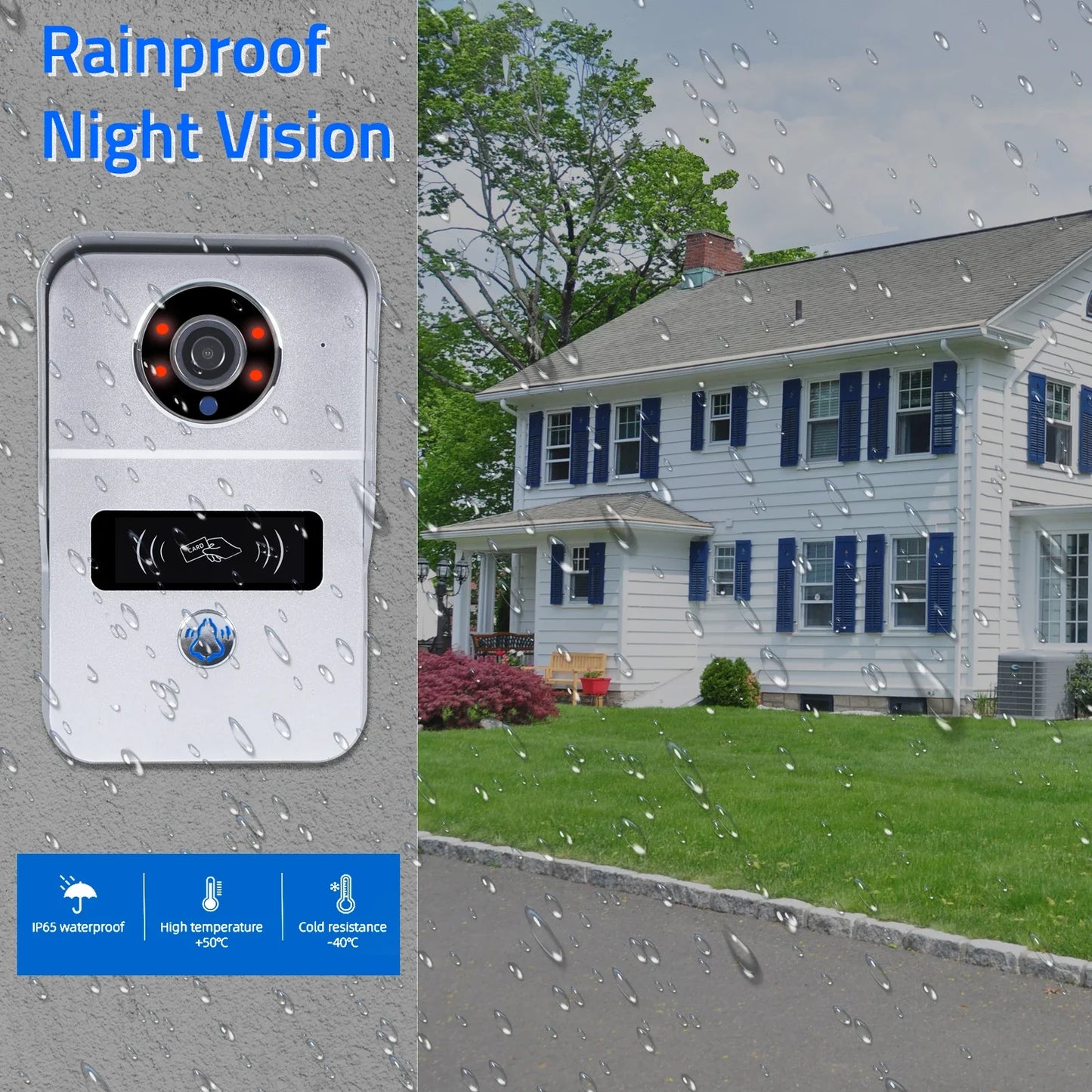 1080P Touch Screen Wifi Video Doorbell with Motion Detection and ID Unlock