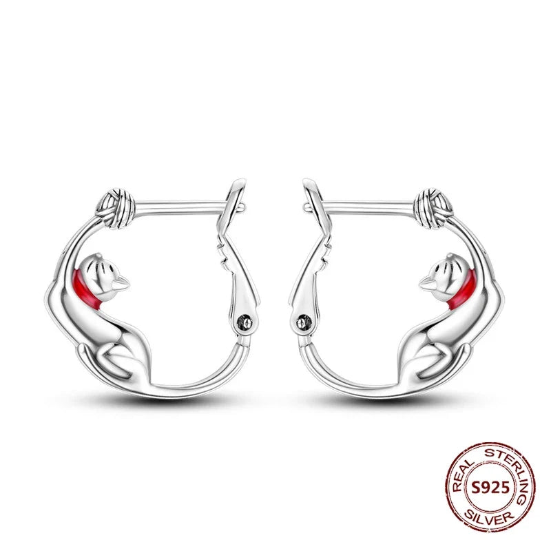 Elegant 925 Sterling Silver Dog Earrings with Zircon and Animal Designs for Women