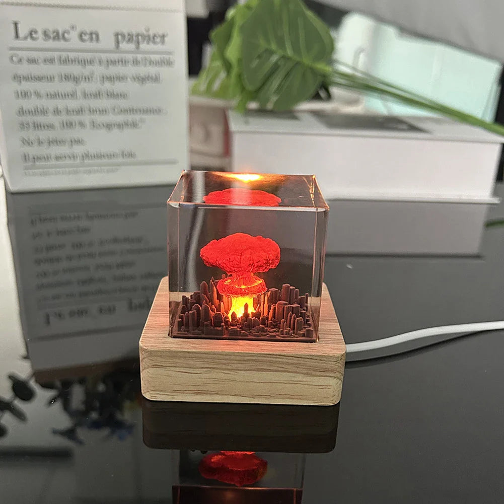 Nuclear Explosion Night Lamp - USB Powered Resin Model for Home Decor