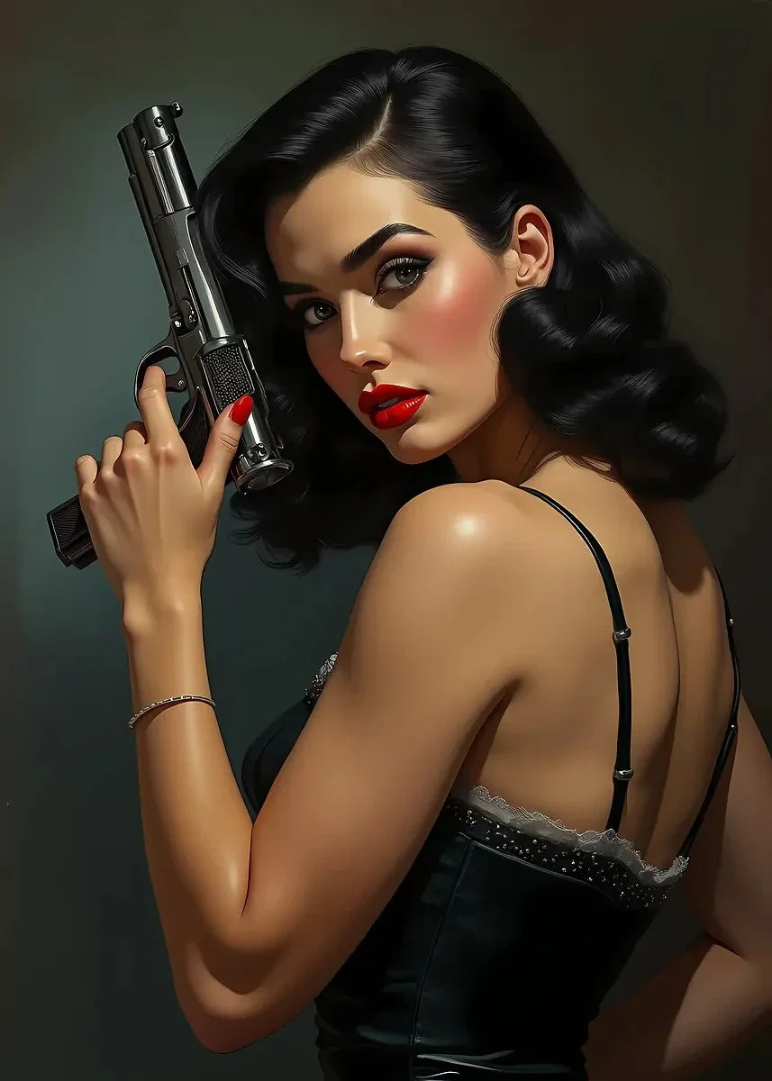 Sexy Woman with Wine Pop Art Canvas Painting | Vintage Wall Decor