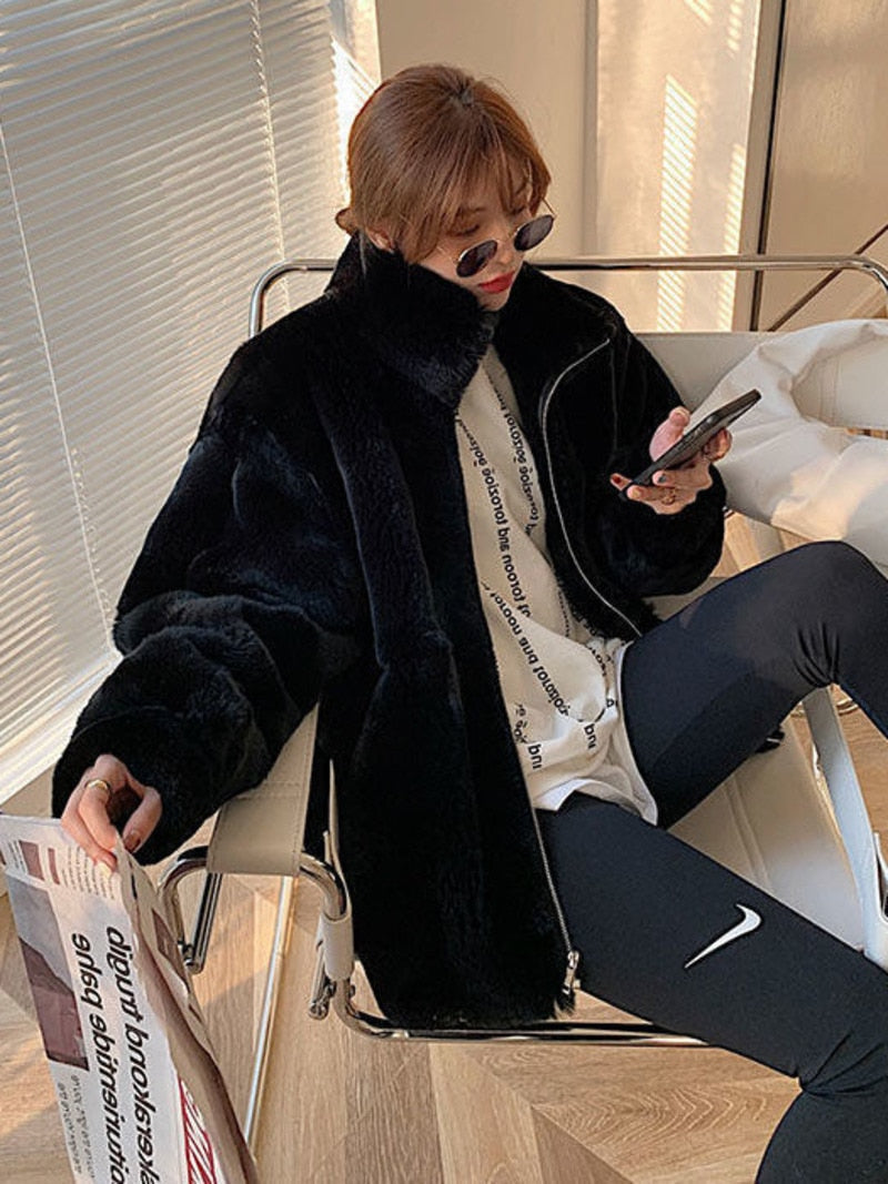 Veste en peluche fourrée pour femme - Livraison offerte
