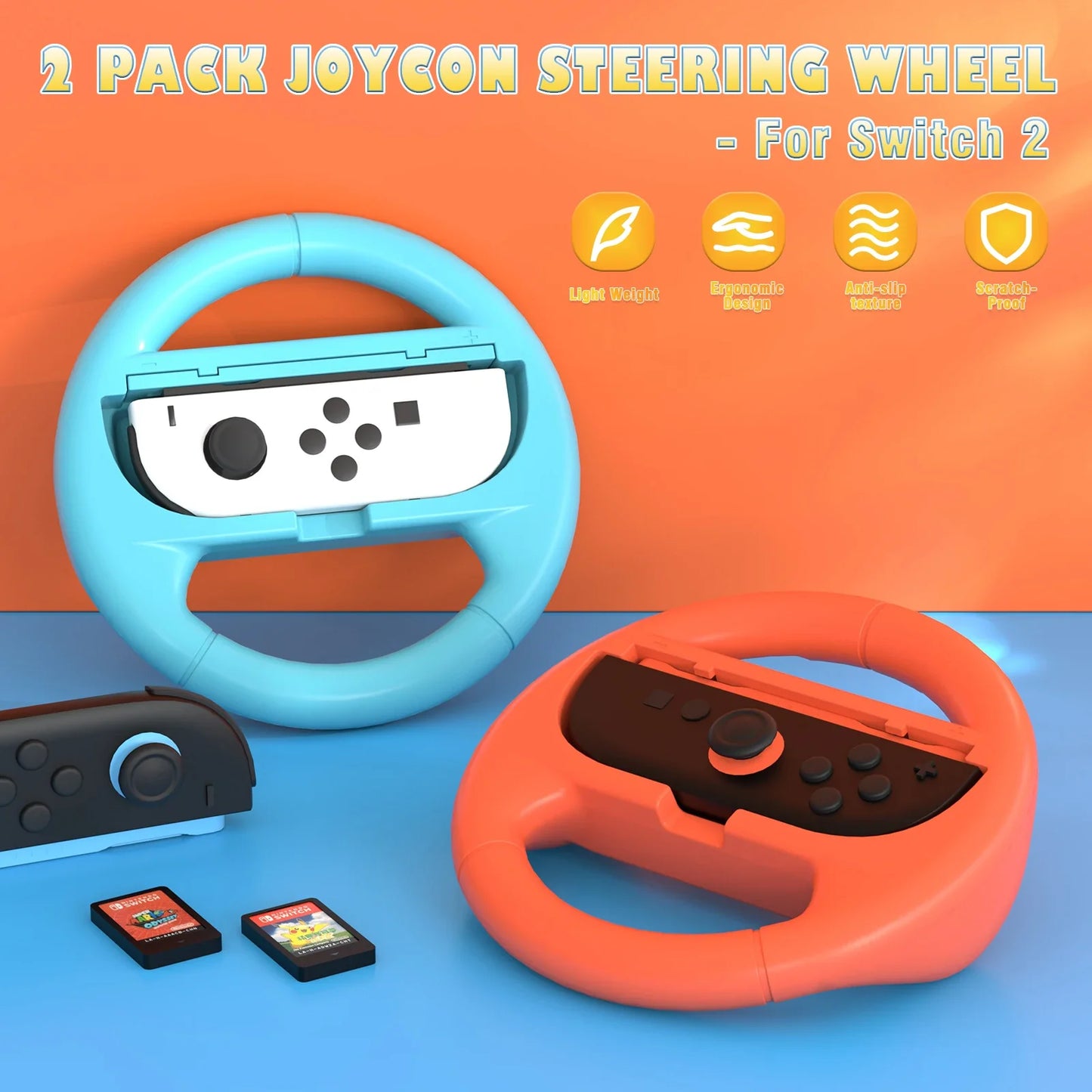 2 Pcs Racing Steering Wheels - Nintendo Switch Accessories