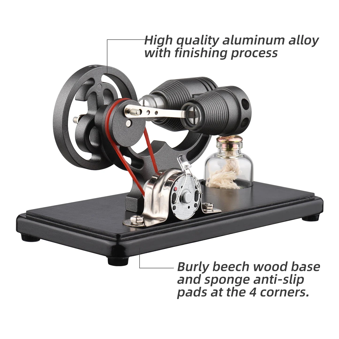 DIY Education Toy - Hot Air Stirling Engine Generator with LED & Flywheel Design